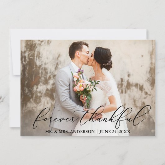 Carte De Remerciements Forever Thankful Elegant Mariage de calligraphie (Devant)