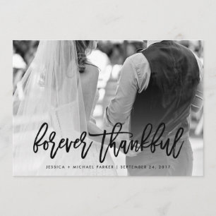 Carte De Remerciements Forever Thankor Typographie et photo Mariage