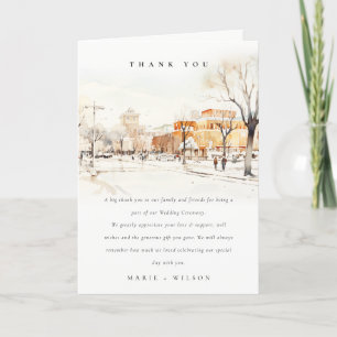 Carte De Remerciements Forgo North Dakota City Scape Mariage d'aquarelle