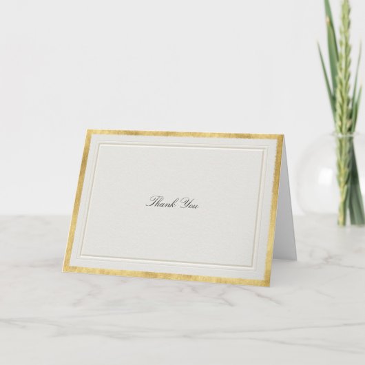 Carte De Remerciements Formal Elevated Gold Ecru Modern Classic Wedding (Devant)