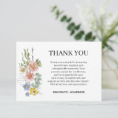 Carte De Remerciements Formal Floral Crest Monogram Wedding (Debout devant)