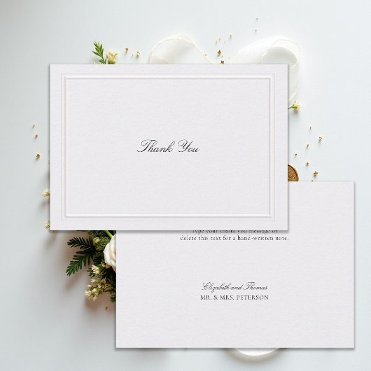 Carte De Remerciements Formal Modern Classic Elevated Frame Pearl Wedding