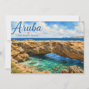 Carte De Remerciements Formation rocheuse du pont naturel d'Aruba Caraïbe