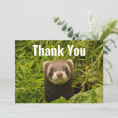 Carte De Remerciements Fouret brun mignon dans l'herbe (Debout devant)