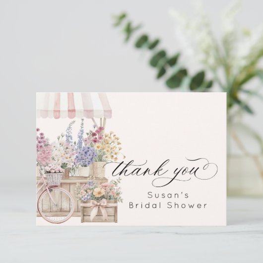 Carte De Remerciements Frais débarqués du marché Fleurs Chariot Enterreme (Debout devant)