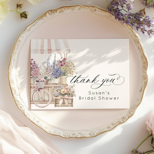 Carte De Remerciements Frais débarqués du marché Fleurs Chariot Enterreme