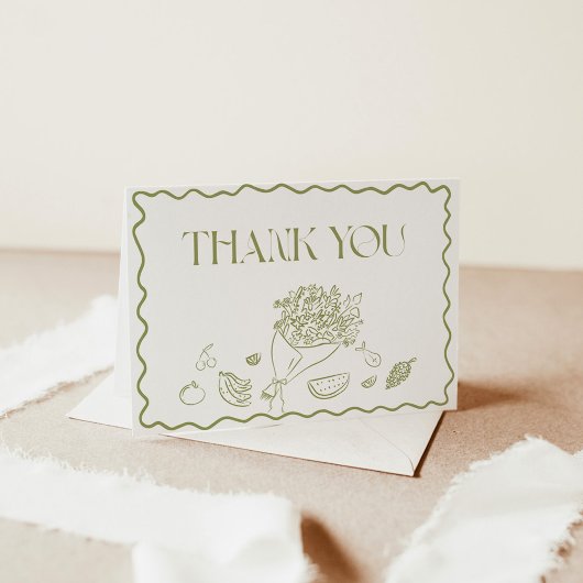 Carte de remerciements frais hors Fête des mariées