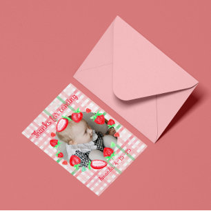 Carte De Remerciements Fraise 1er anniversaire baie de fête première