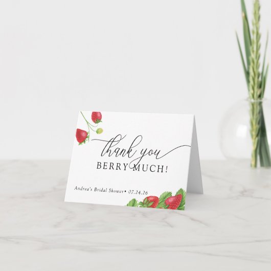 Carte De Remerciements Fraise | Baies Douces (Devant)