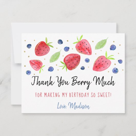 Carte De Remerciements Fraise bleuet Berry Sweet Anniversaire (Devant)