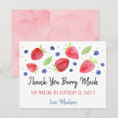 Carte De Remerciements Fraise bleuet Berry Sweet Anniversaire (Devant / Derrière)