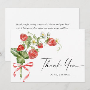 Carte De Remerciements Fraise de prairie à l'aquarelle tendance