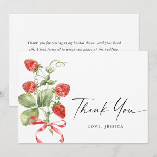 Carte De Remerciements Fraise de prairie à l'aquarelle tendance