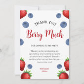 Carte De Remerciements Fraise et bleuets Fille Anniversaire (Devant)