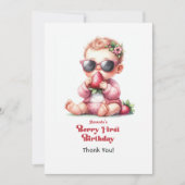 Carte De Remerciements Fraise Fille Berry Premier anniversaire (Devant)