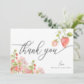 Carte De Remerciements Fraise | Réception de mariage estivale  (Debout devant)