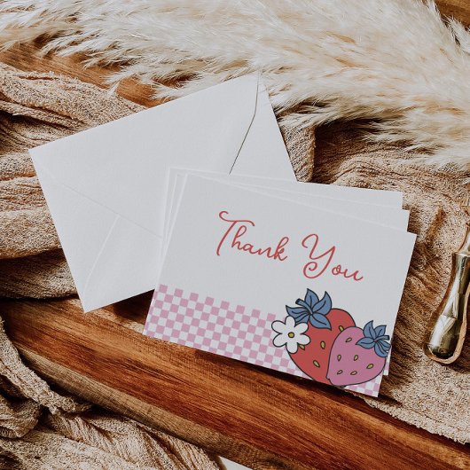 Carte De Remerciements Fraise Retro fête d'anniversaire