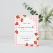 Carte De Remerciements Fraise rose Berry Plaid Anniversaire (Debout devant)