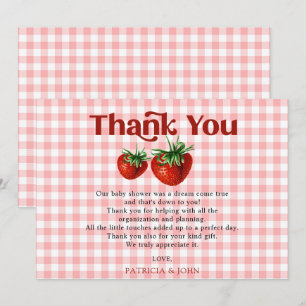 Carte De Remerciements Fraise rose Rouge Berry Baby shower sucré