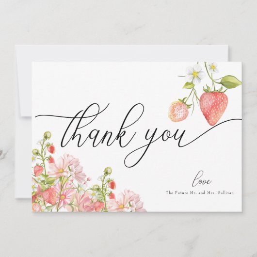 Carte De Remerciements Fraise | Shower de mariage estival (Devant)