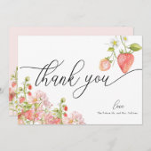 Carte De Remerciements Fraise | Shower de mariage estival (Devant / Derrière)