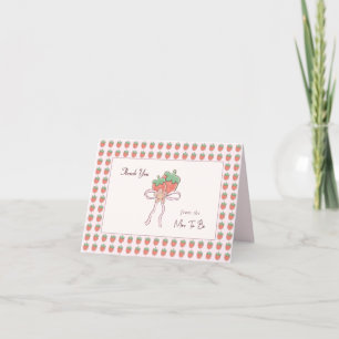 Carte De Remerciements Fraises d'été Ribbon rose