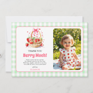 Carte De Remerciements Fraises et noeud papillon Premier anniversaire de