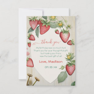 Carte De Remerciements Framboise de forme douce Berry Premier anniversair