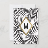 Carte De Remerciements Franges de Palmier Noir Bordure Or Moderne (Dos)