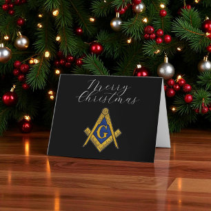 Carte De Remerciements Freemason Masonic Carré et Compass Noël