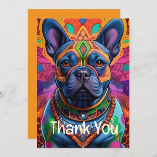 Carte De Remerciements Frenchie Fun (Devant / Derrière)