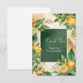 Carte De Remerciements Fresh Citrus Frame with Green Botanical Accents (Devant / Derrière)