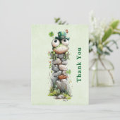 Carte De Remerciements Frog with Green Hat and Shamrock Cute (Debout devant)