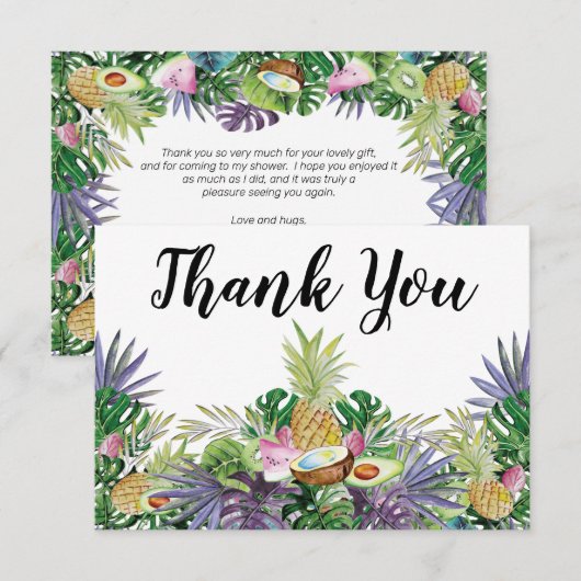 Carte De Remerciements Fruit Tropical | Remerciement Pluie de Verdure (Devant / Derrière)