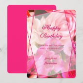 Carte De Remerciements Fuchsia Florals Happy Birthday Card (Devant / Derrière)