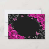 Carte De Remerciements Fuchsia Pink Silver Quinceanera (Dos)