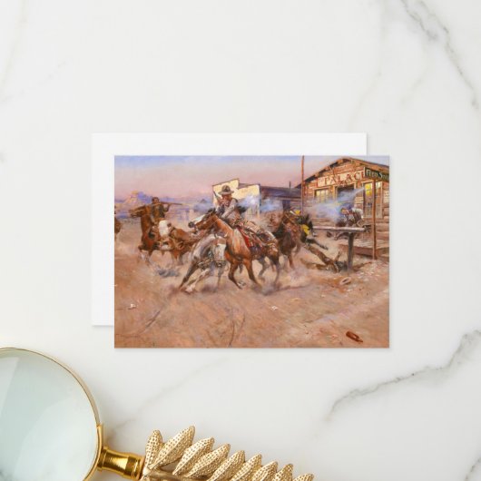 Carte De Remerciements Fumée d'un .45 par Charles Marion Russell (Devant/Arrière en situation)