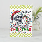Carte De Remerciements Fun Christmas Skeleton Holiday (Debout devant)