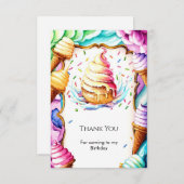 Carte De Remerciements Fun coloré Scoop Crème glacée Anniversaire (Devant / Derrière)