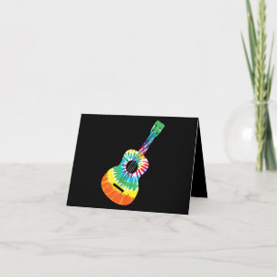 Carte De Remerciements Fun Hippie Rainbow Tie Dye Acoustic Guitar Premium