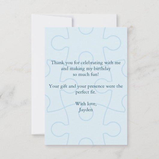 Carte De Remerciements Fun Jigsaw Puzzle Pieces Custom Image (Dos)