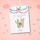 Carte De Remerciements Fun Llama entier rose violet Cactus enfant anniver