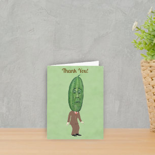 Carte De Remerciements Fun Mister Pickle Head Homme Brown costume vert