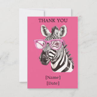 Carte De Remerciements Fun Safari Animal Design - Zebra
