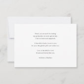 Carte De Remerciements Fun Script Moderne Bleu Simple Photo Graduation (Dos)