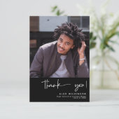 Carte De Remerciements Fun Script Moderne Simple Photo Graduation (Debout devant)