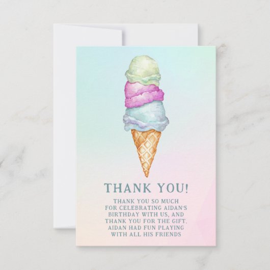 Carte De Remerciements Fun Summer Ice Creative Photo Anniversaire Fête (Devant)