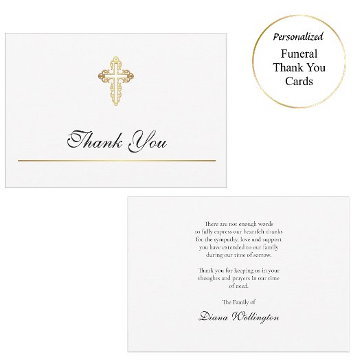 Carte De Remerciements Funérailles catholiques minimalistes