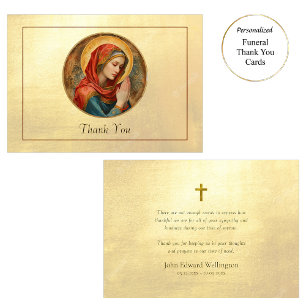 Carte De Remerciements Funérailles catholiques romaines de la Vierge Mari