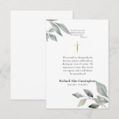 Carte De Remerciements Funérailles chrétiennes catholiques simples (Devant / Derrière)